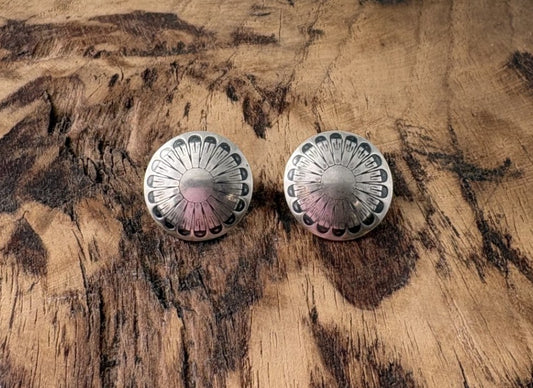 Silver Round Concho Earrings