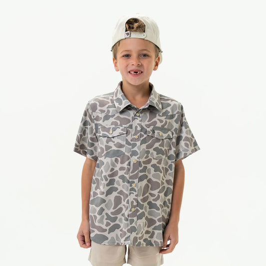 Burlebo Youth Performance Western Shirt in Classic Deer Camo