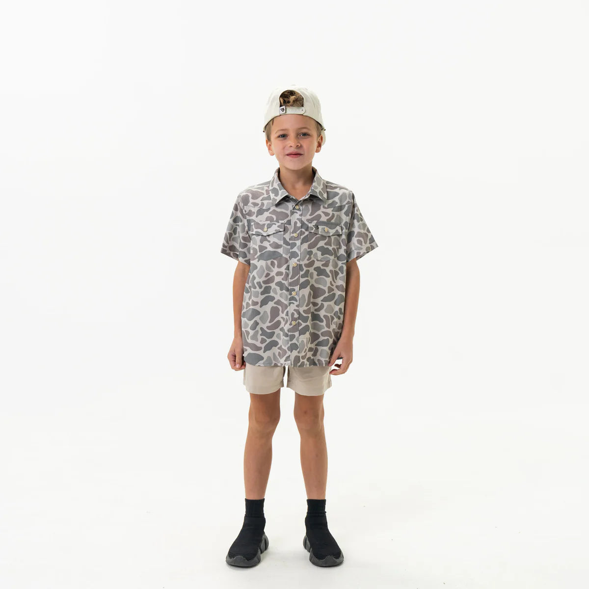 Burlebo Youth Performance Western Shirt in Classic Deer Camo