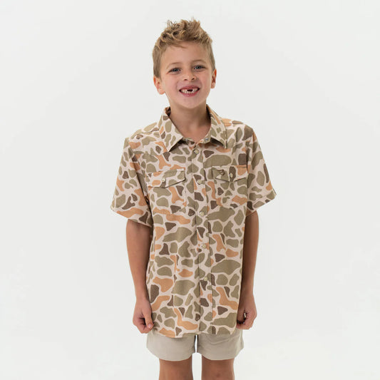 Burlebo Youth Performance Western Shirt in Venado Camo