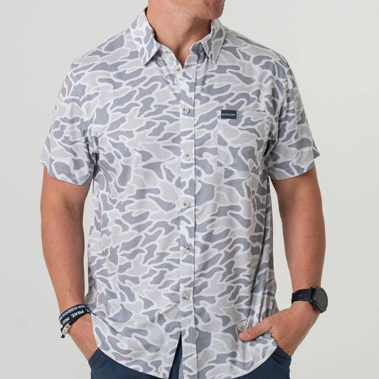 Burlebo Performance Button Up in White Camo