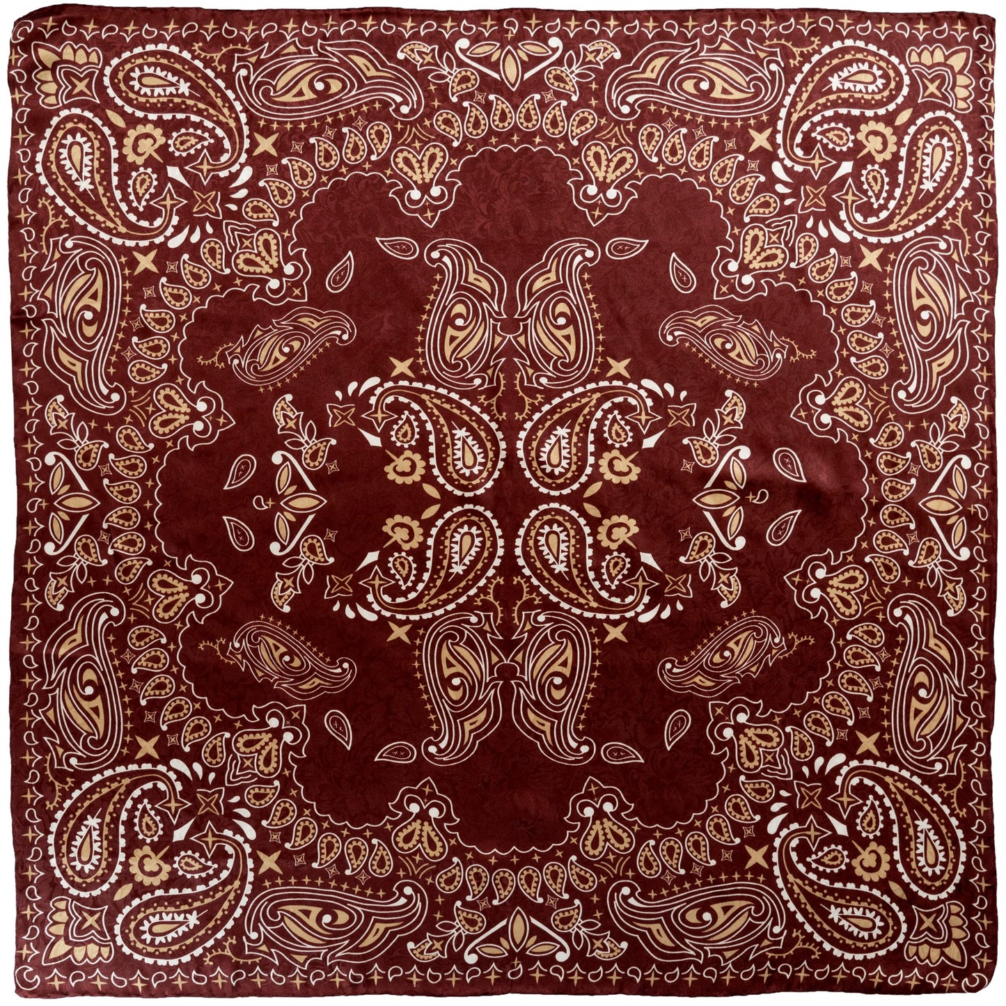 Wyoming Traders Burgundy & White Paisley Silk Wild Rag