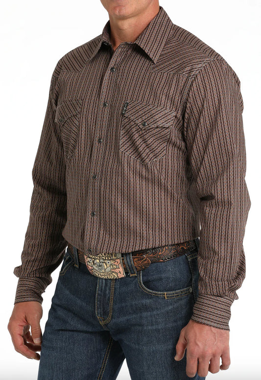 Cinch Men's Modern Fit Stripe Print Shirt