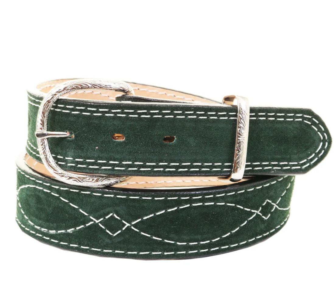 Double J Saddlery Forest Green Suede Belt – Cowboy Headquarters display picture 1