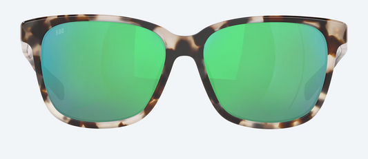 Costa May Polarized Sunglasses in Shiny Tiger Cowrie/Green Mirror