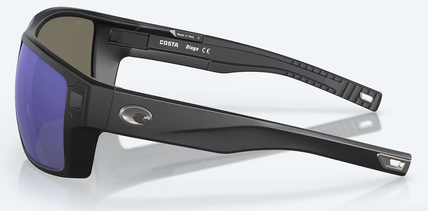 Costa Diego Polarized Sunglasses Black Matte/ Blue Mirror