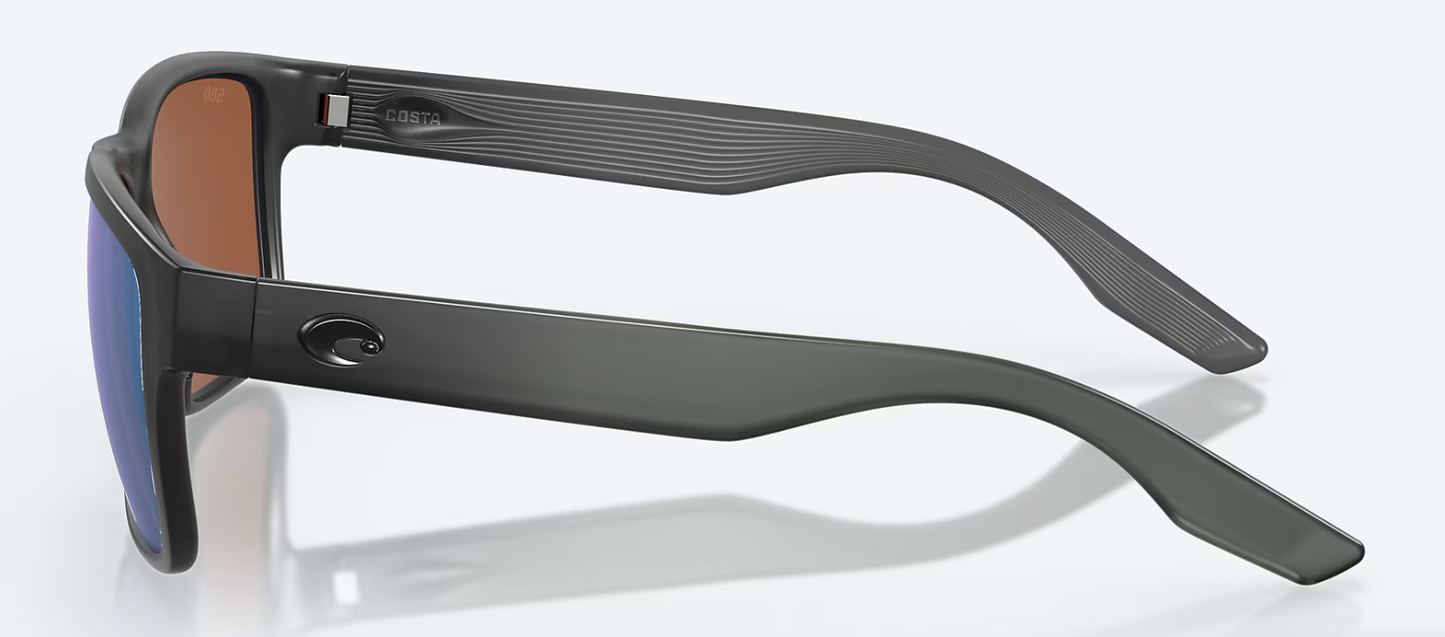 Costa Paunch Polarized Sunglasses in Matte Smoke Crystal/ Green Mirror
