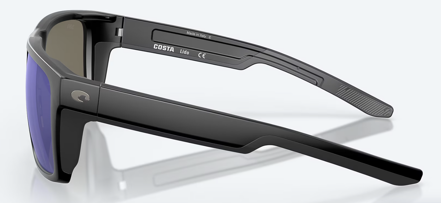Costa Lido Polarized Sunglasses in Matte Black/ Blue Mirror