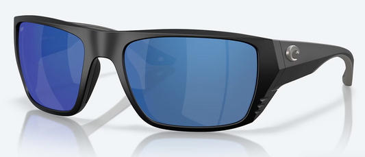 Costa Finlet Polarized Polycarbonate Sunglasses in Matte Black/ Blue Mirror