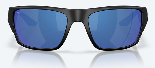 Costa Finlet Polarized Polycarbonate Sunglasses in Matte Black/ Blue Mirror