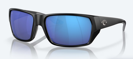 Costa Tailfin Polarized Sunglasses in Matte Black/ Blue Mirror