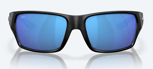 Costa Tailfin Polarized Sunglasses in Matte Black/ Blue Mirror