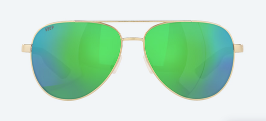Costa Peli Polarized Polycarbonate Sunglasses in Brushed Gold/ Green Mirror