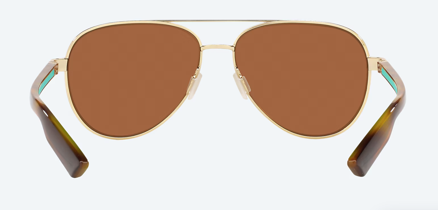 Costa Peli Polarized Polycarbonate Sunglasses in Brushed Gold/ Green Mirror