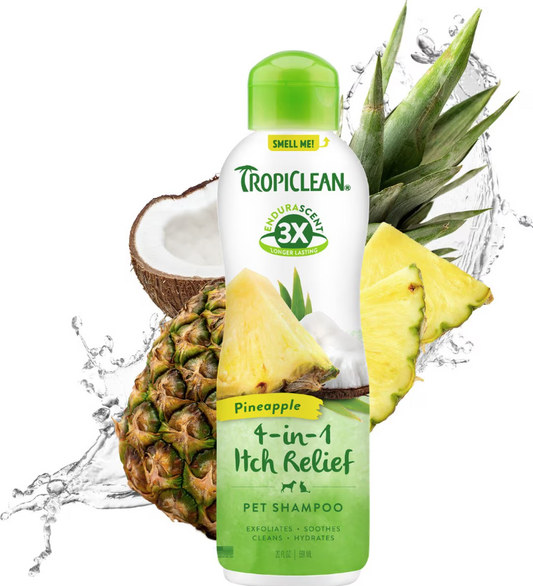 TropiClean EnduraScent 4-in-1 Itch Relief Pet Shampoo in Pineapple