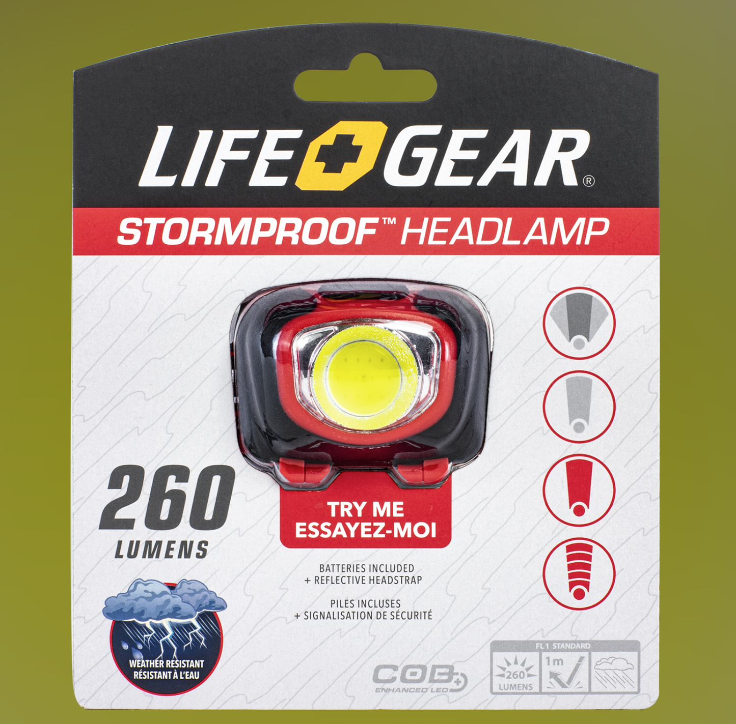 LifeGear Storm Proof 260 Lumen Headlamp