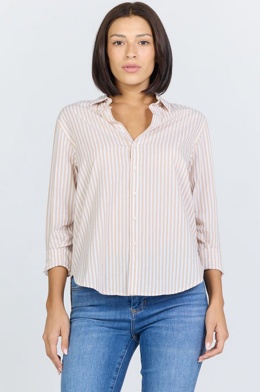 Dear John Lolita Shirt in Taupe Stripe