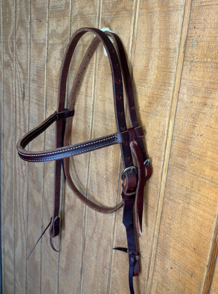 5/8" Chocolate Harness Leather Browband Headstall