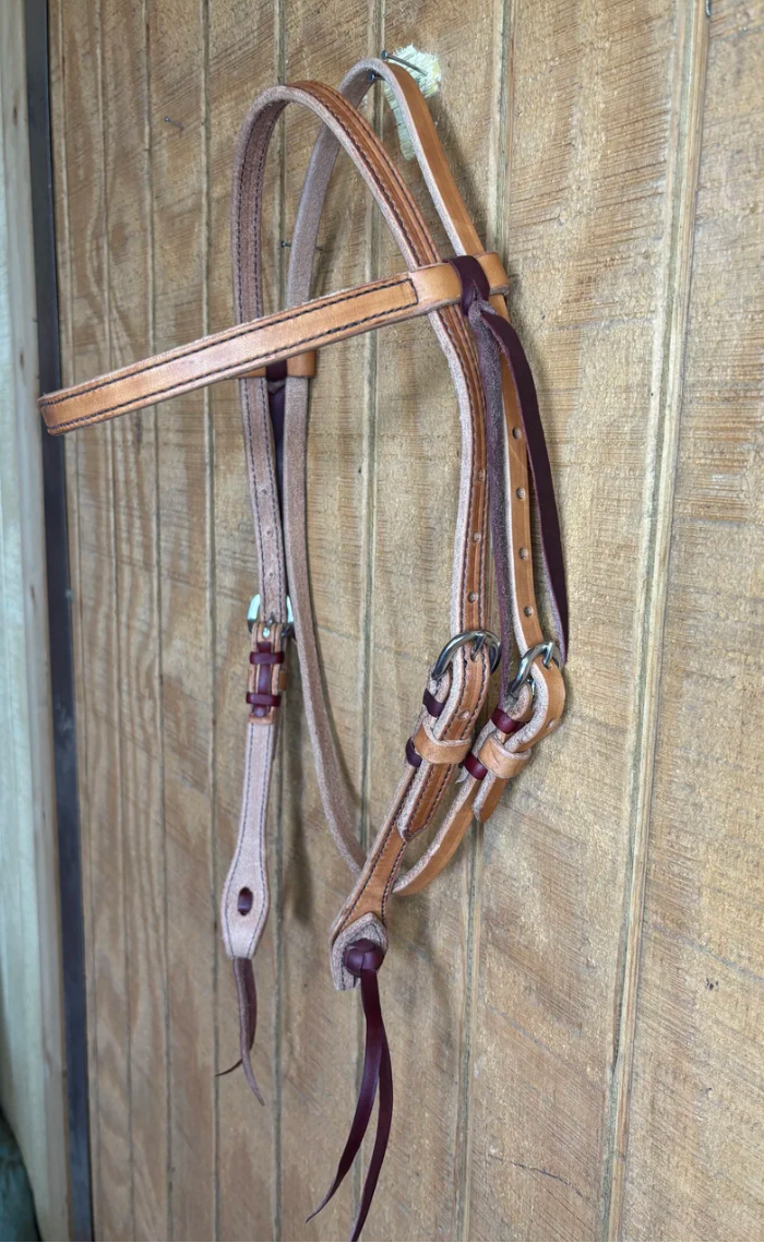 5/8" Harness Leather Browband Headstall with Cowboy Knots