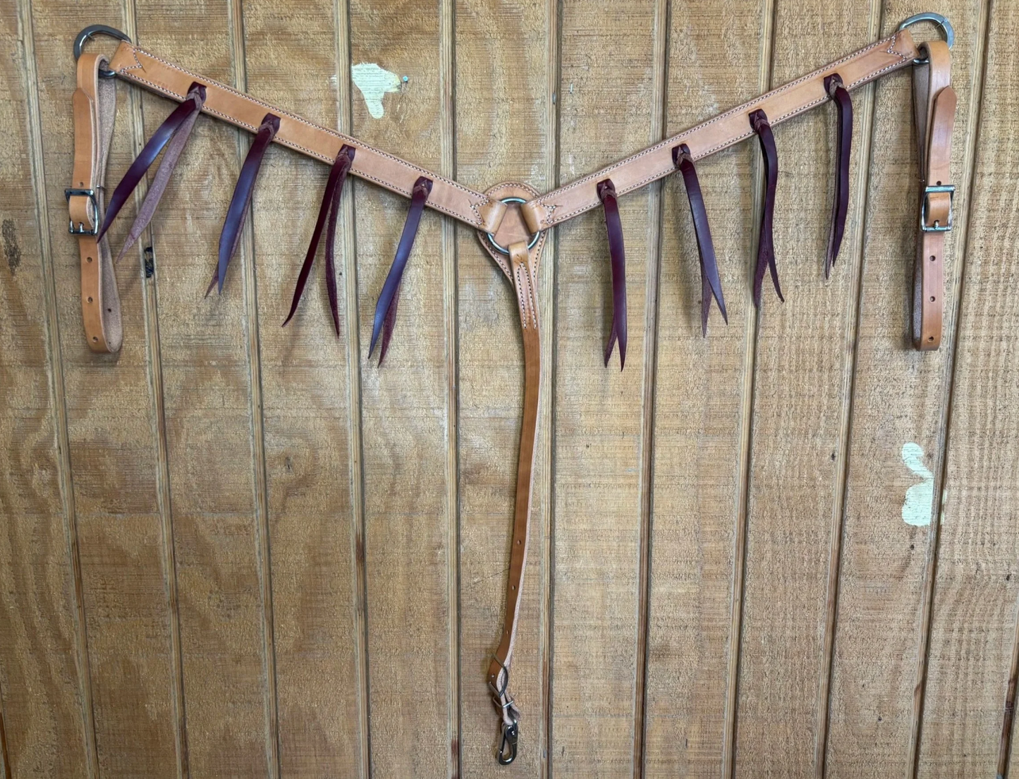 1 1/4" Harness Leather Breast Collar with Latigo Strings