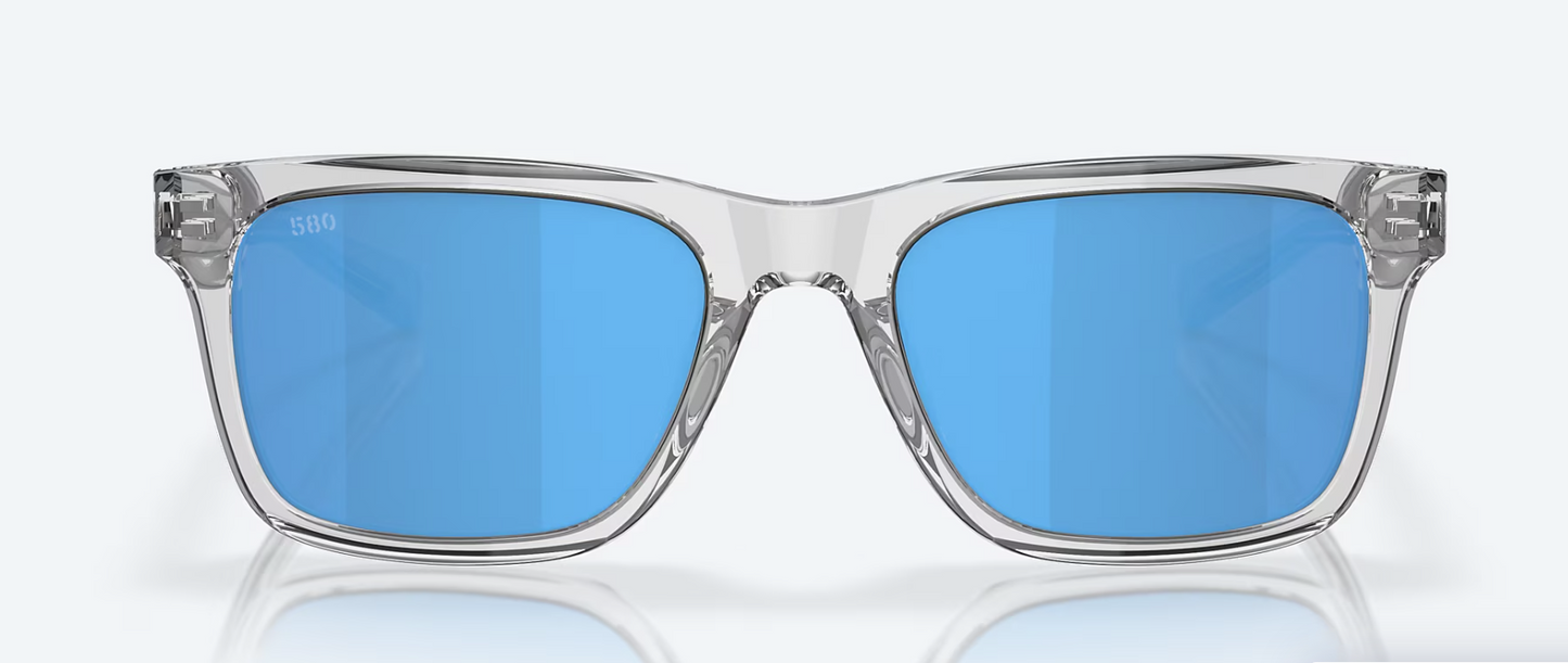 Costa Tybee Polarized Sunglasses in Light Gray Crystal/Blue Mirror