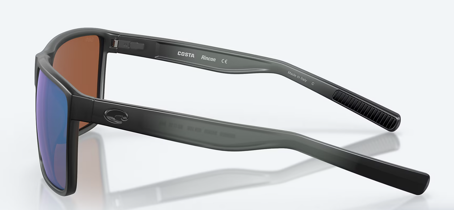Costa Rincon Polarized Sunglasses in Matte Smoke Crystal/ Green Mirror