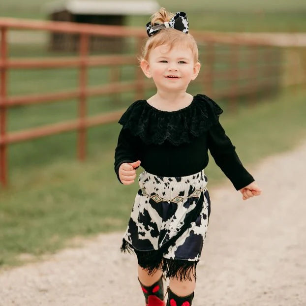 Shea Baby Black Lace Neck Long Sleeve Shirt