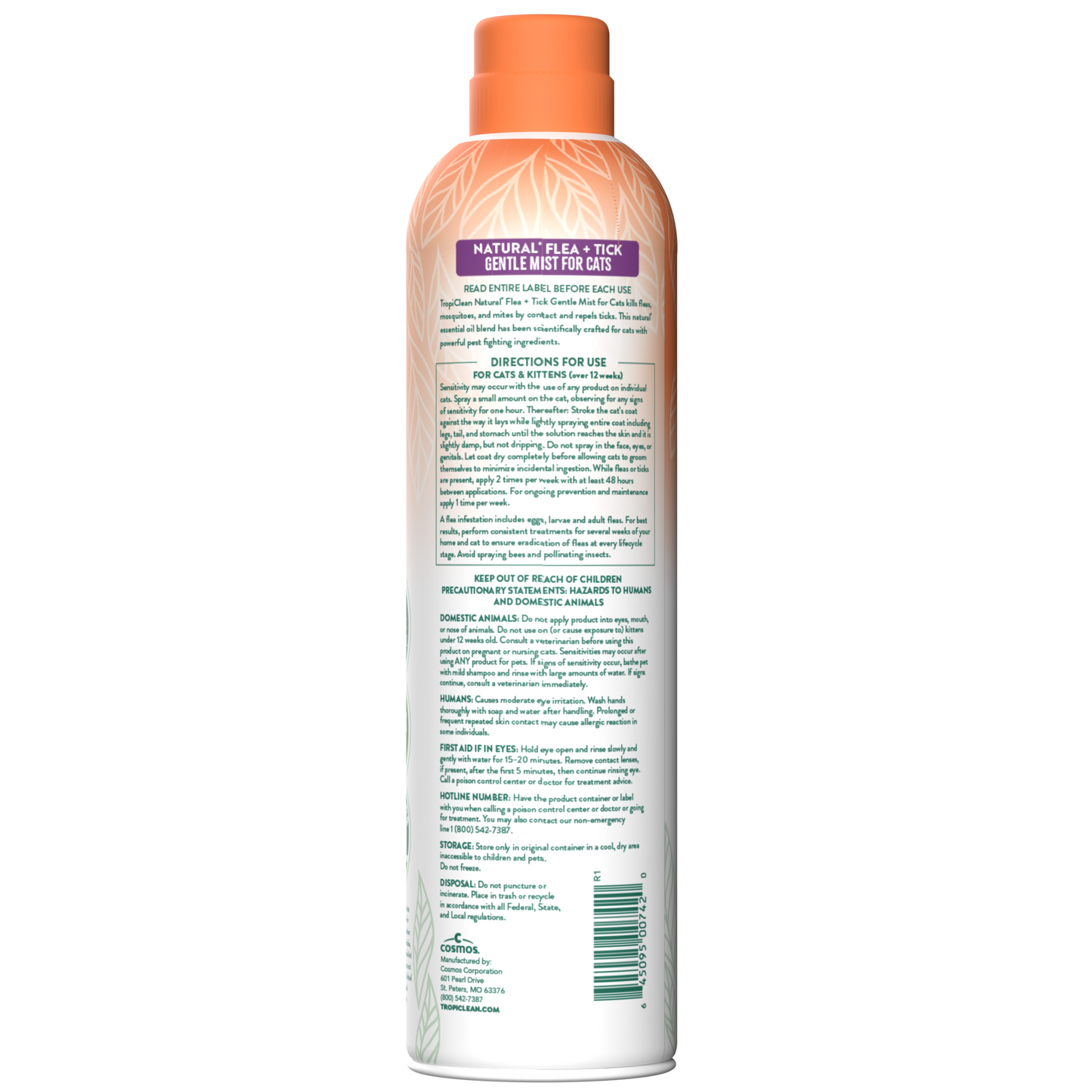 TropiClean Natural Flea & Tick Cat & Home Easy Mist Spray