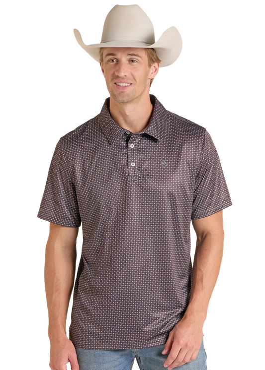 Panhandle Slim Brown Geometric Performance Polo