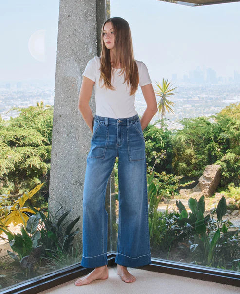 High Rise Cuffed Baggy Wide Leg Jeans in Enviably