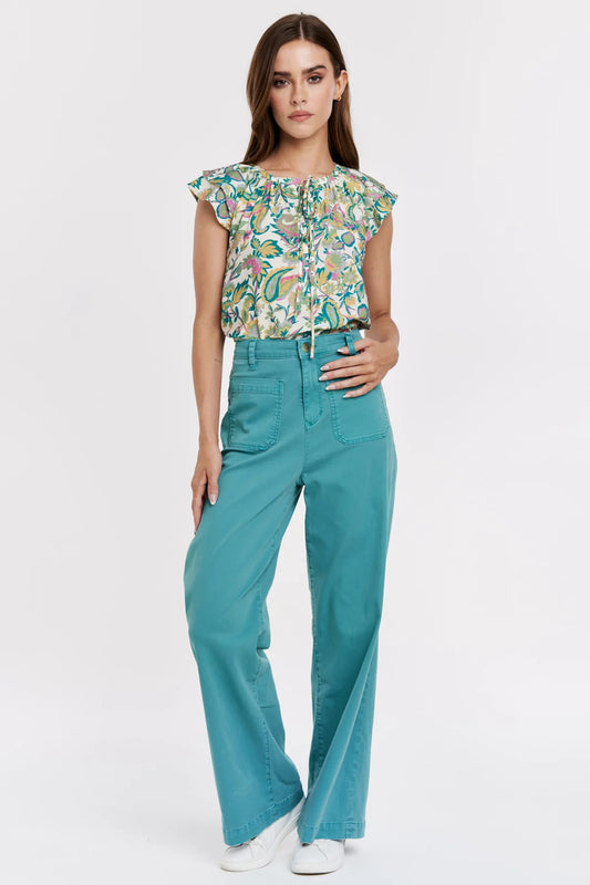 Another Love Bristol Wide Leg Pant in Meadow Teal