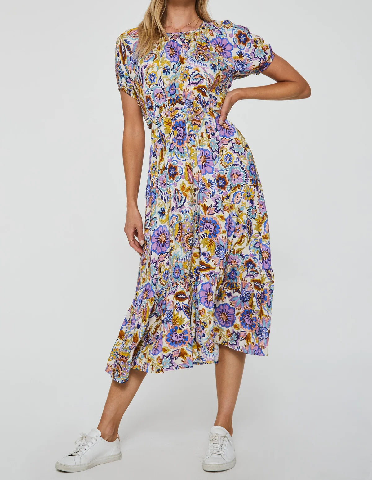 Another Love Daphne Cut Out Dress in Watercolor Floral