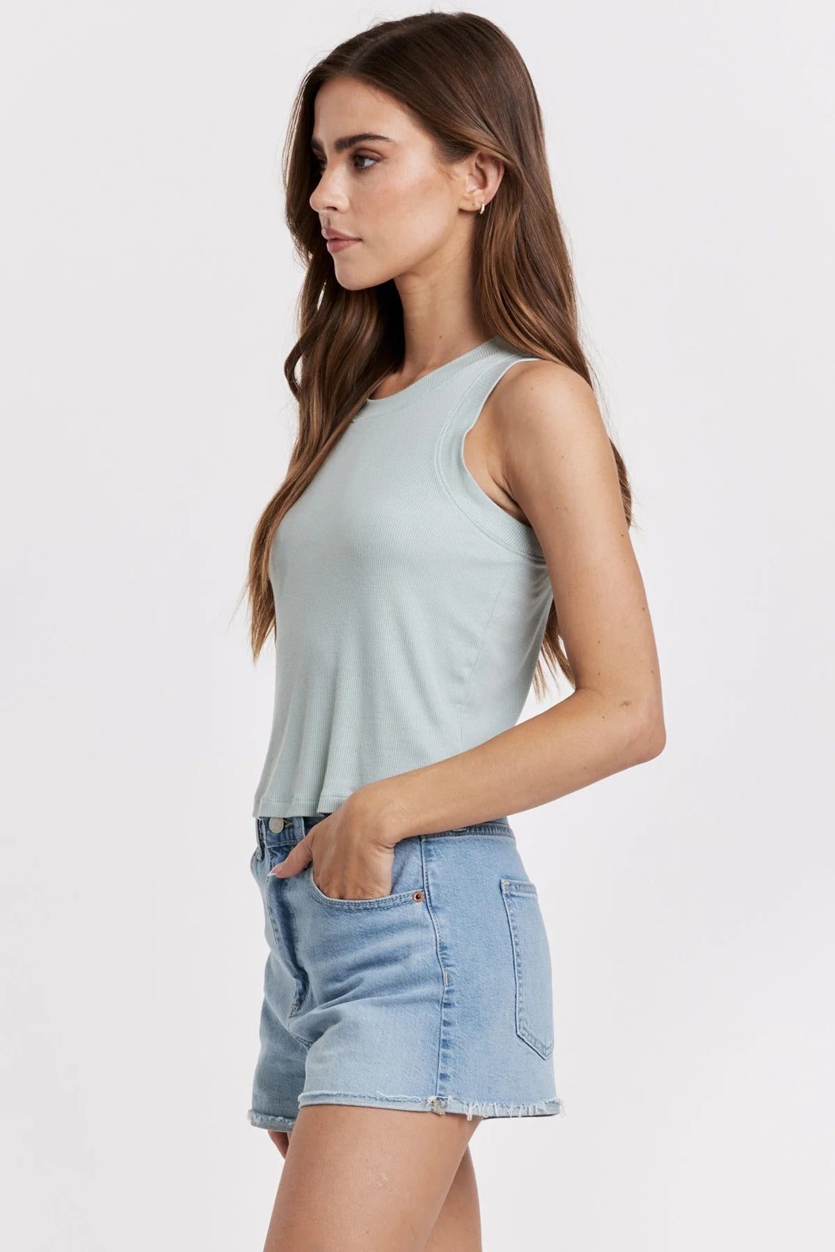 Another Love Baby Cleo Rib Tank in Aquamarine