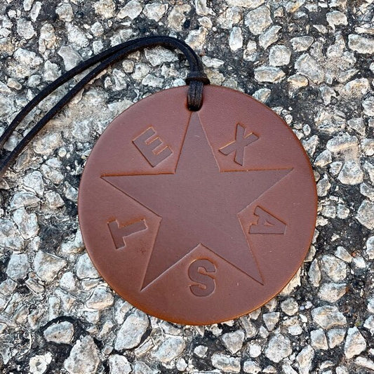 Callahan Leather Co. Round Vintage Texas Flag Freshie