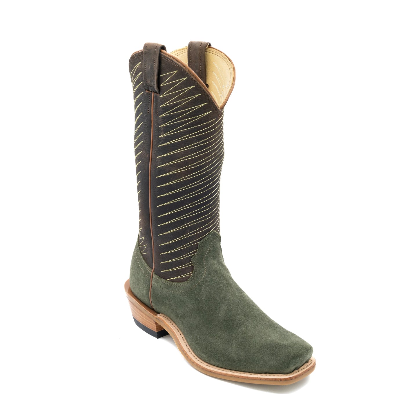 Fenoglio Olive Roughout w/ Whiskey Byron Crunch Cowboy Boot
