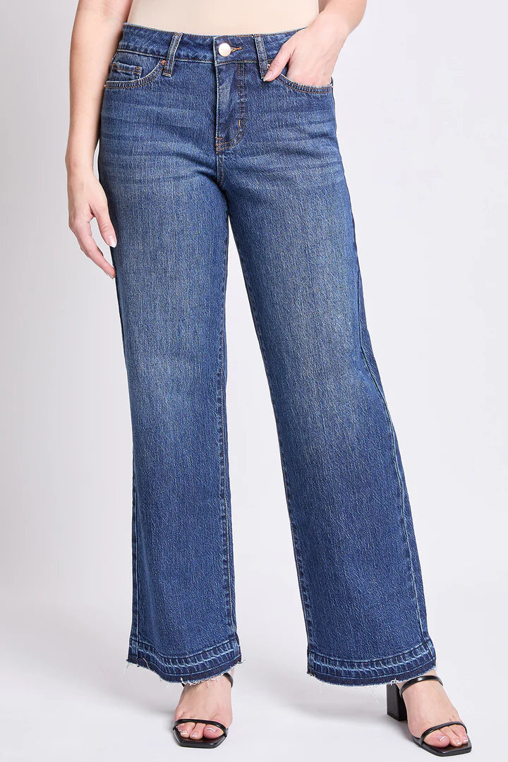 Royalty High-Rise Wide Leg Jeans with Raw Hem