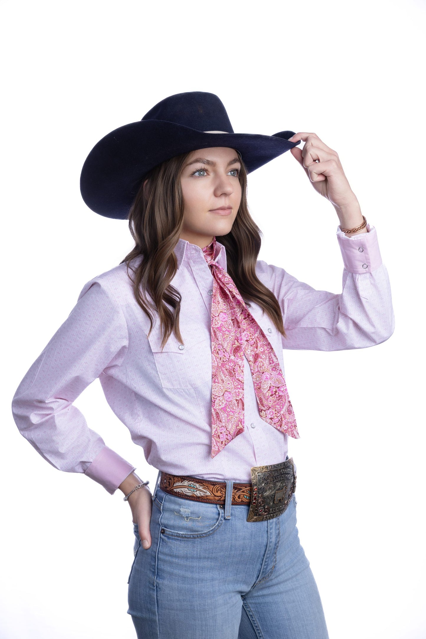 Wyoming Traders Frontier Pink Paisley Twilly Scarf