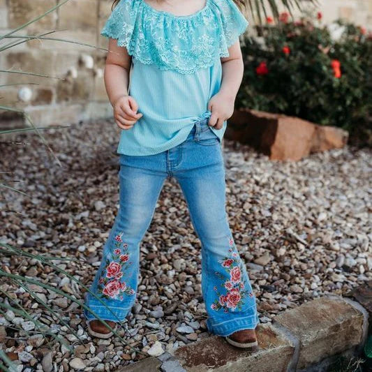 Shea Baby Floral Boot Flare Denim Jeans
