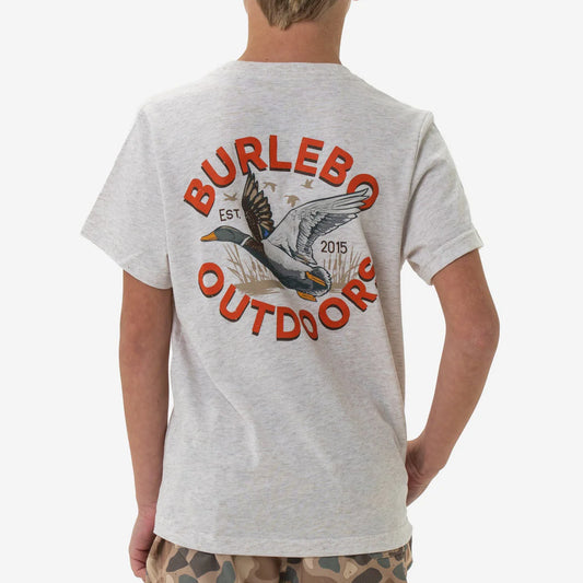 Burlebo Youth Old School Duck Hunt Short Sleeve Tee in Heather Oatmeal