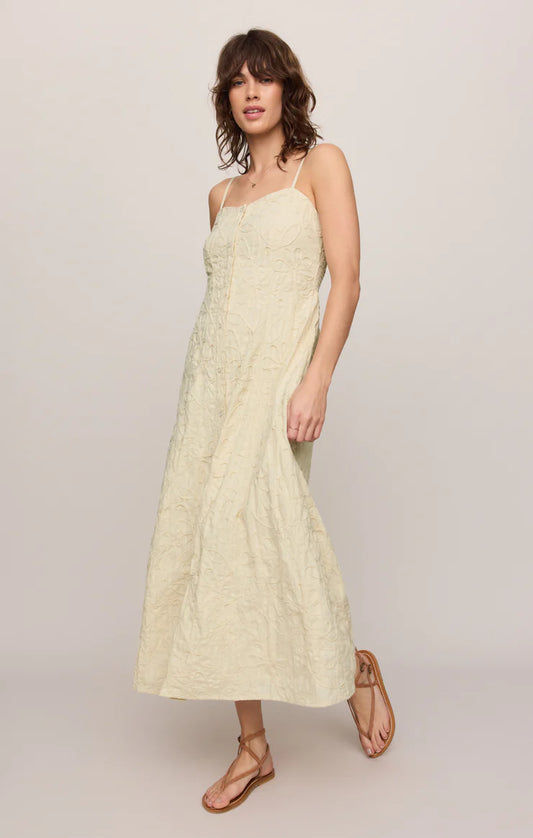 Z Supply Angel Eyes Embroidered Maxi Dress in Champagne