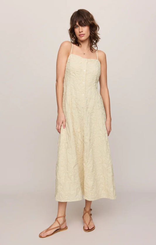 Z Supply Angel Eyes Embroidered Maxi Dress in Champagne