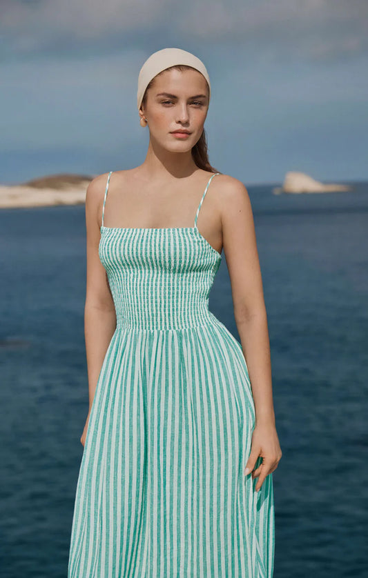 Z Supply Bayside Stripe Linen Maxi Dress in La Palma