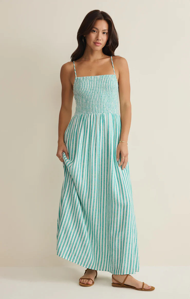 Z Supply Bayside Stripe Linen Maxi Dress in La Palma