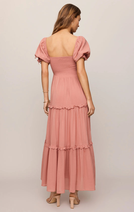 Z Supply Eliora Smocked Maxi Dress in Terracotta Clay