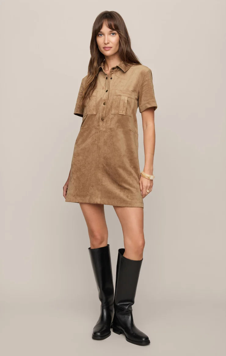 Z Supply Leone Suede Mini Dress in Light Sand