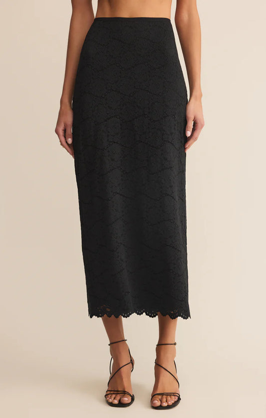 Z Supply Via Lace Midi Skirt in Black