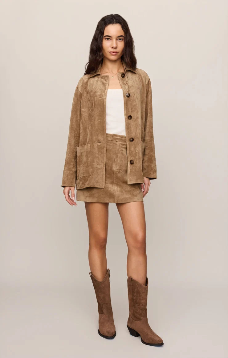 Z Supply Perri Suede Mini Skirt in Light Sand