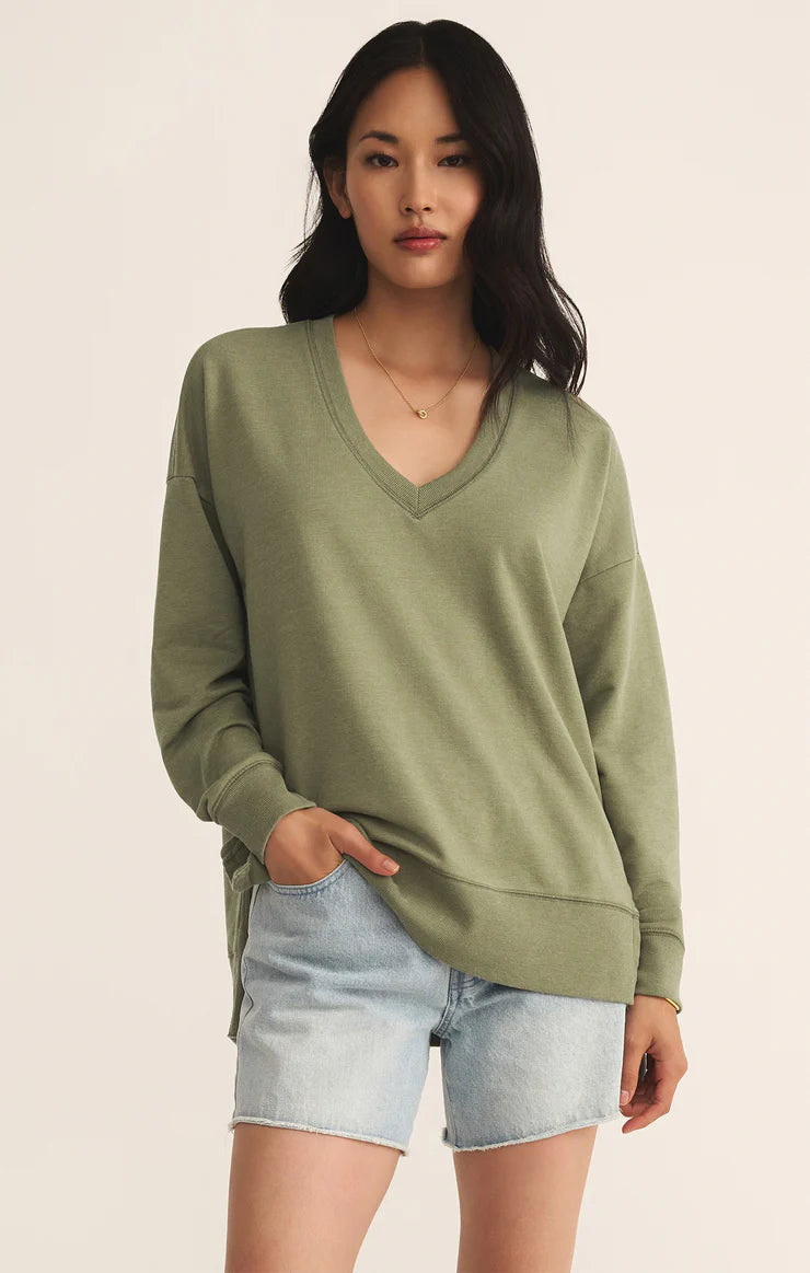 Z Supply Modern V-Neck Weekender Top in Avocado