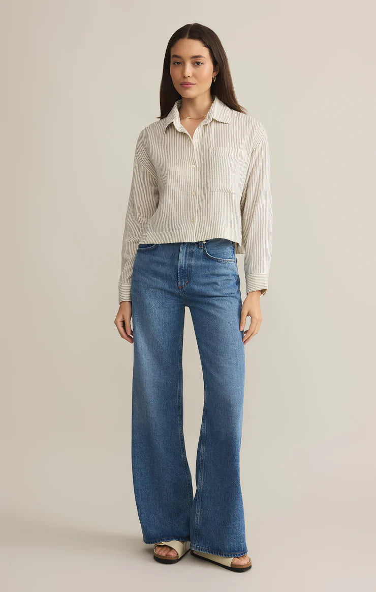 Z Supply Del Mar Cotton Gauze Striped Shirt