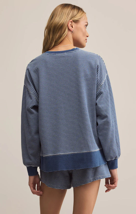 Z Supply Apollo Knit Denim Striped Sweatshirt